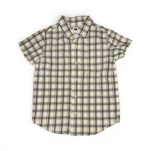 Janie and Jack Yellow and Blue Plaid Button Down Shirt Boys Size 5 Preppy Casual